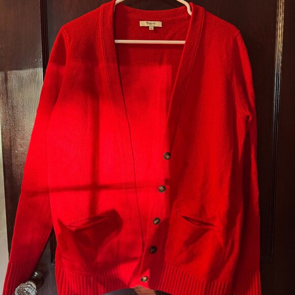 Varsity red wool cardigan - Picture 1 of 5